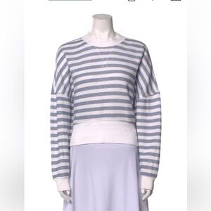 Frame Denim Blue and White Striped Sweater